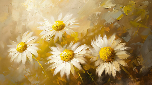 Oil painting Daisy flowers 