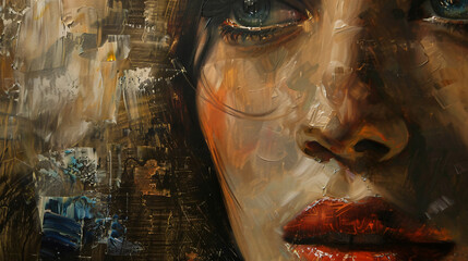 Oil painting female portr t handmade ..