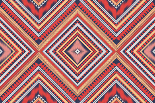 seamless geometric pattern with triangles Geometric ethnic oriental ikat pattern traditional Design for background,carpet,wallpaper,clothing,wrapping,Batik,fabric,Vector illustration.embroidery style.