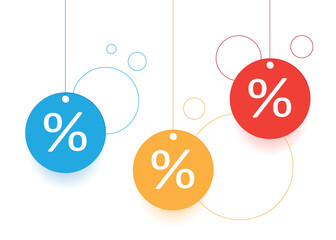 Hanging style percentage icon design. Discount shopping tag icon in flat style. Discount hanging label.