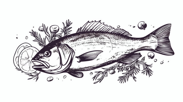 Beautiful vector hand drawn seafood Illustration.