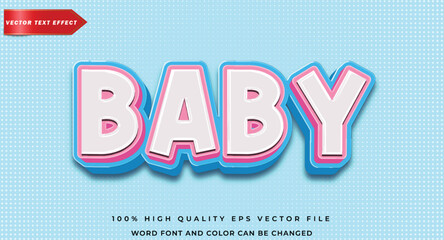 editable text baby 3d text style
