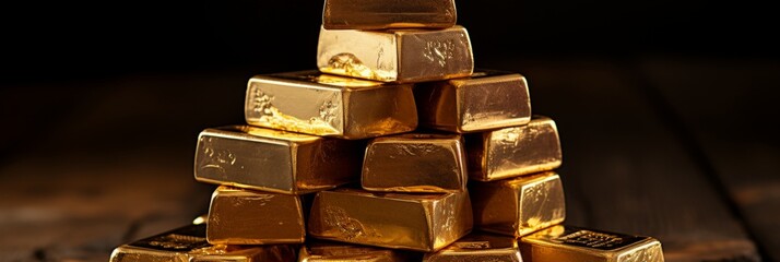 Stack of gold bars symbolizing wealth and financial security for concepts and backgrounds