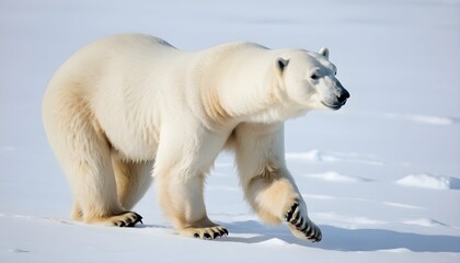 A Polar Bear With Its Hind Legs Pushing It Forward