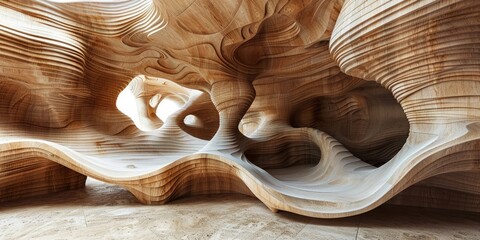 Wooden curves sculpt an organic oasis, a masterpiece of nature's geometry in harmony