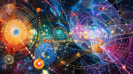 Obraz premium Cosmic Data Visualization, Ideal for Scientific and Technological Illustrations