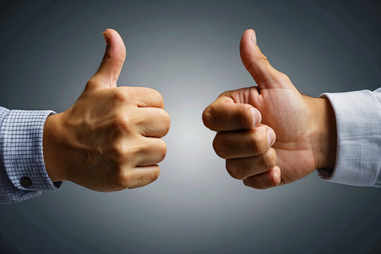the thumbs up gesture becomes a symbol of suc