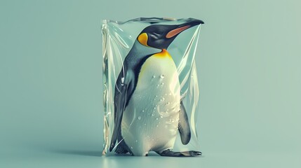 Realistically styled, a Band-Aid-sized ice pack featuring an abstract penguin shape.