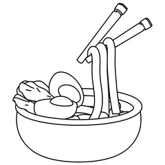 Noodle line art. Vector illustration with food theme and line art style.