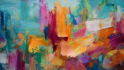 Abstract Chromatic Symphony: Vibrant Oil Painting on Canvas"