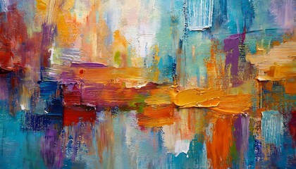 Abstract Chromatic Symphony: Vibrant Oil Painting on Canvas"
