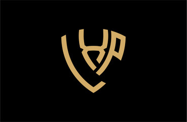 LXP creative letter shield logo design vector icon illustration