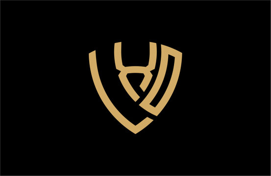 LXO creative letter shield logo design vector icon illustration