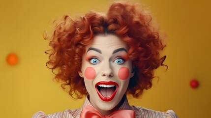  joyful clown woman. - obrazy, fototapety, plakaty