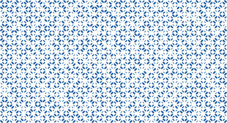 Blue geometric seamless pattern. Halftone style background. - 758724208