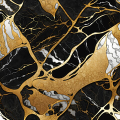 Marble pattern mainly in gold and black colors. Gold marbling texture design.