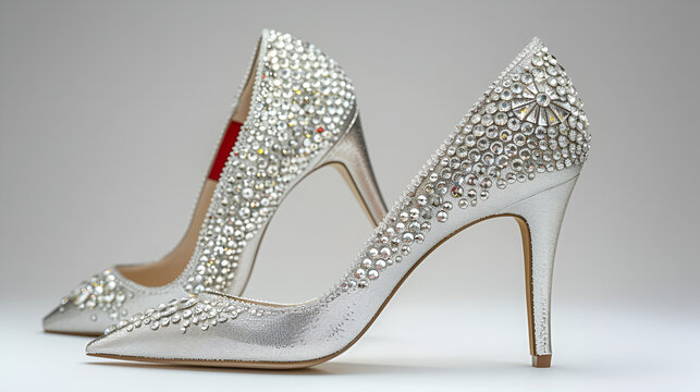 Stepping into Luxury Diamond Studded High Heels. generative ai