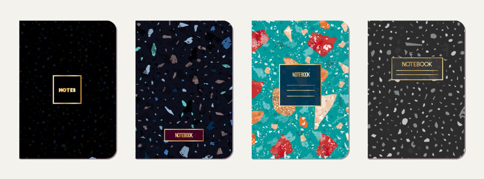 School diary cover design. Terrazzo abstract