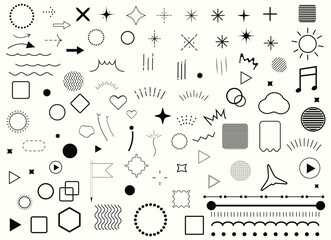set  Decorative illustration set 2 Simple icon. Pattern hipster abstract vector illustration form geometric line shapes treatment star glitter speech bubble line vector design © GD TAWHIDUL