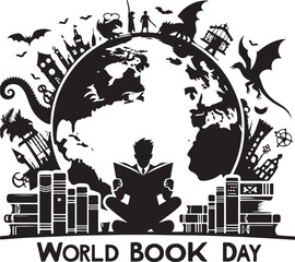 World Book Day silhouette vector illustration