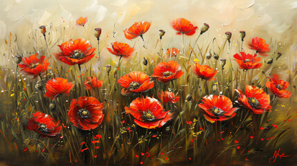 Poppies oil painting on canvas 