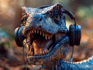 Poster Crocodile with Headphones in Natural Habitat © PTC_KICKCAT