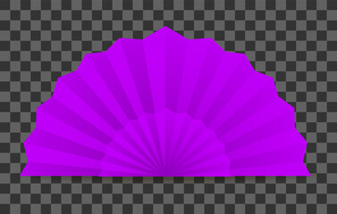 purple hand fan paper fan isolated on transparent background. Vector illustration. EPS 10