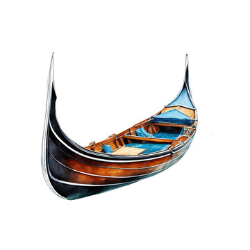 recommend clip art: Gondola watercolor illustration, vector clipart, travel transportation, river, pond, exploration, activities, gondola boat