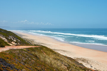 Blue sea with waves from afar