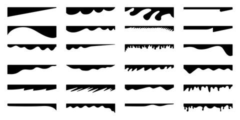 Geometric Website border and separator headers. Organic Web page.Divider shapes for web page. Abstract Curve Set for Banners, Posters, website and App. Vector Dividers shapes and headers.