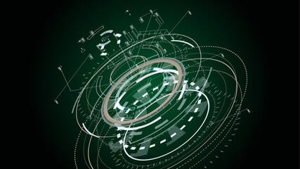 Vector editable, Sci-fi Futuristic UI FUI abstract circular element, for hologram screens and movies. Fully editable and ready for AE.