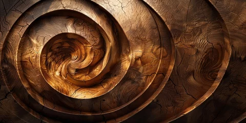 Foto op Plexiglas Swirling patterns in natural wood creating an abstract organic art piece © nur