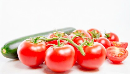Group of fresh tomatoes on the white background
