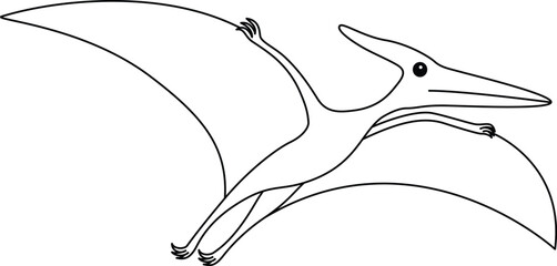 Pteranodon coloring page. Cute flat dinosaur isolated on white background © Saly