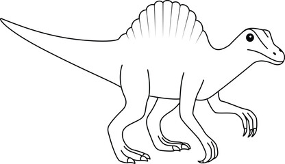 Spinosaurus coloring page. Cute flat dinosaur isolated on white background © Saly