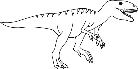 Allosaurus coloring page. Cute flat dinosaur isolated on white background © Saly