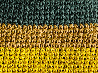 Raffia knitting texture close-up. Crochet from ECO material.