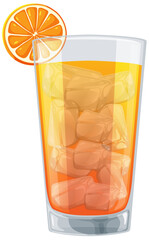 Vector illustration of a cold orange beverage with ice