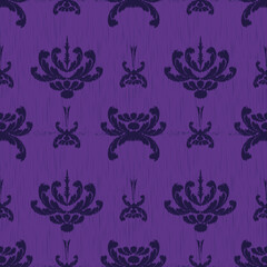 African Ikat floral paisley embroidery on purple background.geometric ethnic oriental pattern traditional.Aztec style abstract vector illustration.design for texture,fabric,clothing,wrapping,carpet.