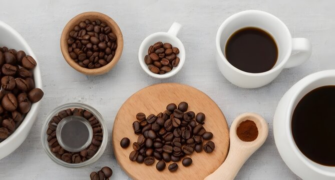 coffee beans and cup of coffee, ai generated