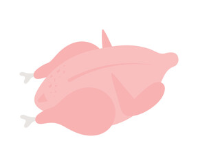 Raw chicken. Whole chicken carcass for cooking. Vector illustration