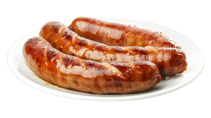 Polish Sausage Dog on a plate isolated on transparent png background. Generative ai 