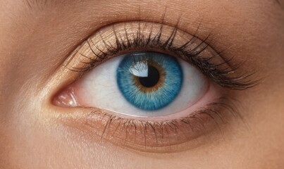 Obraz premium A woman's eye is open and has a blue iris