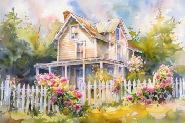 Fototapeta na wymiar house in watercolor