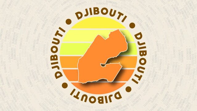 Djibouti logo intro. Badge with the circular name and map of country. Captivating Djibouti round logo animation.