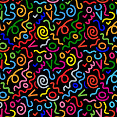 abstract rainbow coloured doodle pattern design - 758734005