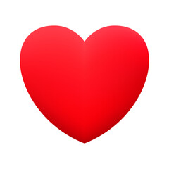 Red realistic heart icon on white background. 3d vector illustration.