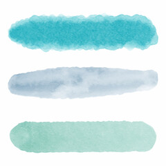 Collection of teal coloured hand painted watercolour strokes - 758734029