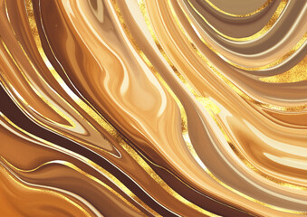 elegant hand painted gold liquid marble design - 758734086