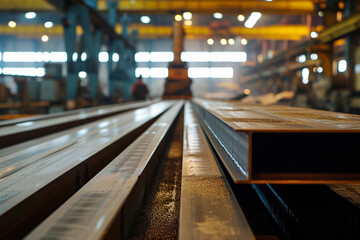Steel Beams in Factory
